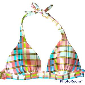 🌺HPx2🍹CUTE!! VS Plaid Halter Bikini Tie-Up Top